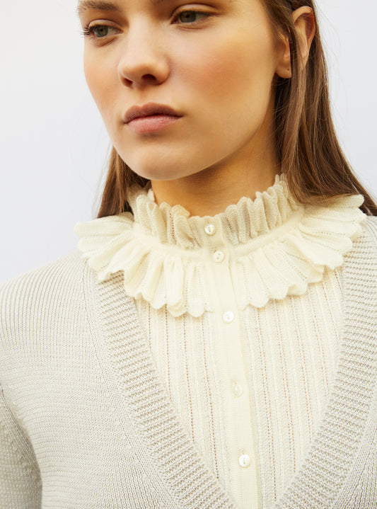 straight, v-necked sweater