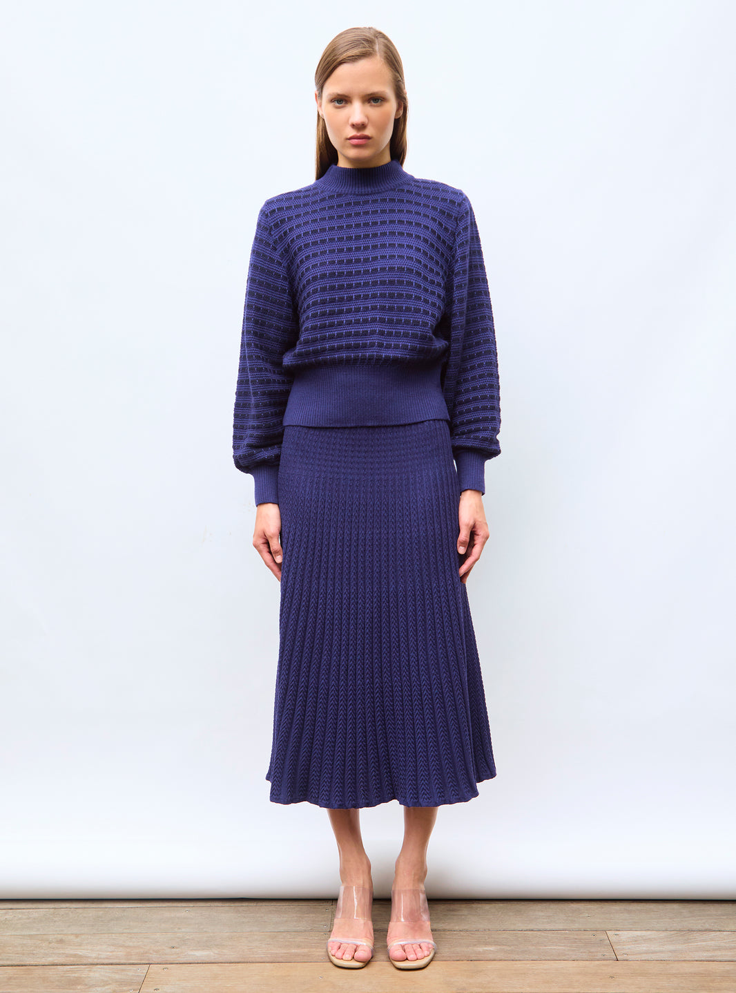 jupe courte en maille ?� frange cobalt | Molli