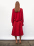Tops de luxe femme rouge vernis - Top fin oversize à col montant