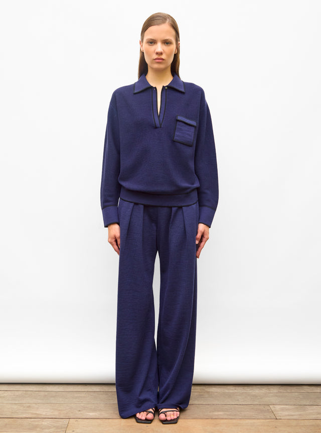 knit shirt with piped collar - Image principale