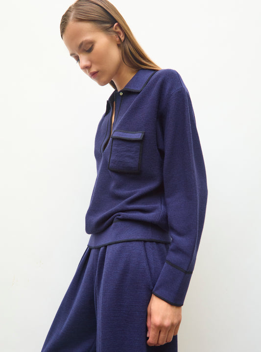 knit shirt with piped collar