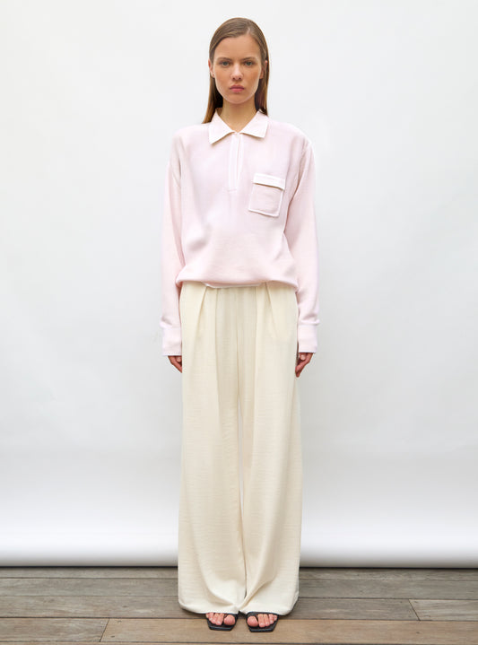 knit shirt with band-trimmed collar