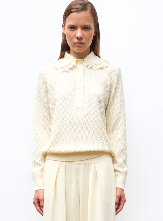 polo couture en maille damier - Image principale