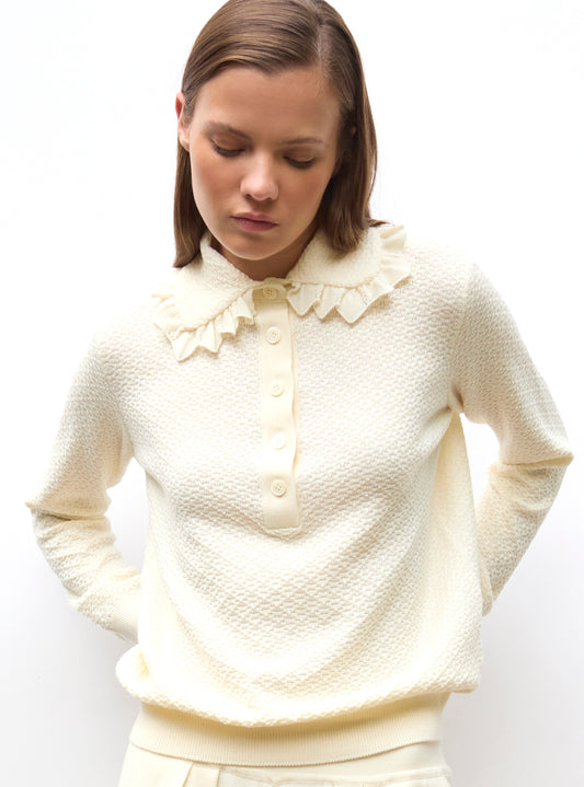 checkered knit couture polo shirt