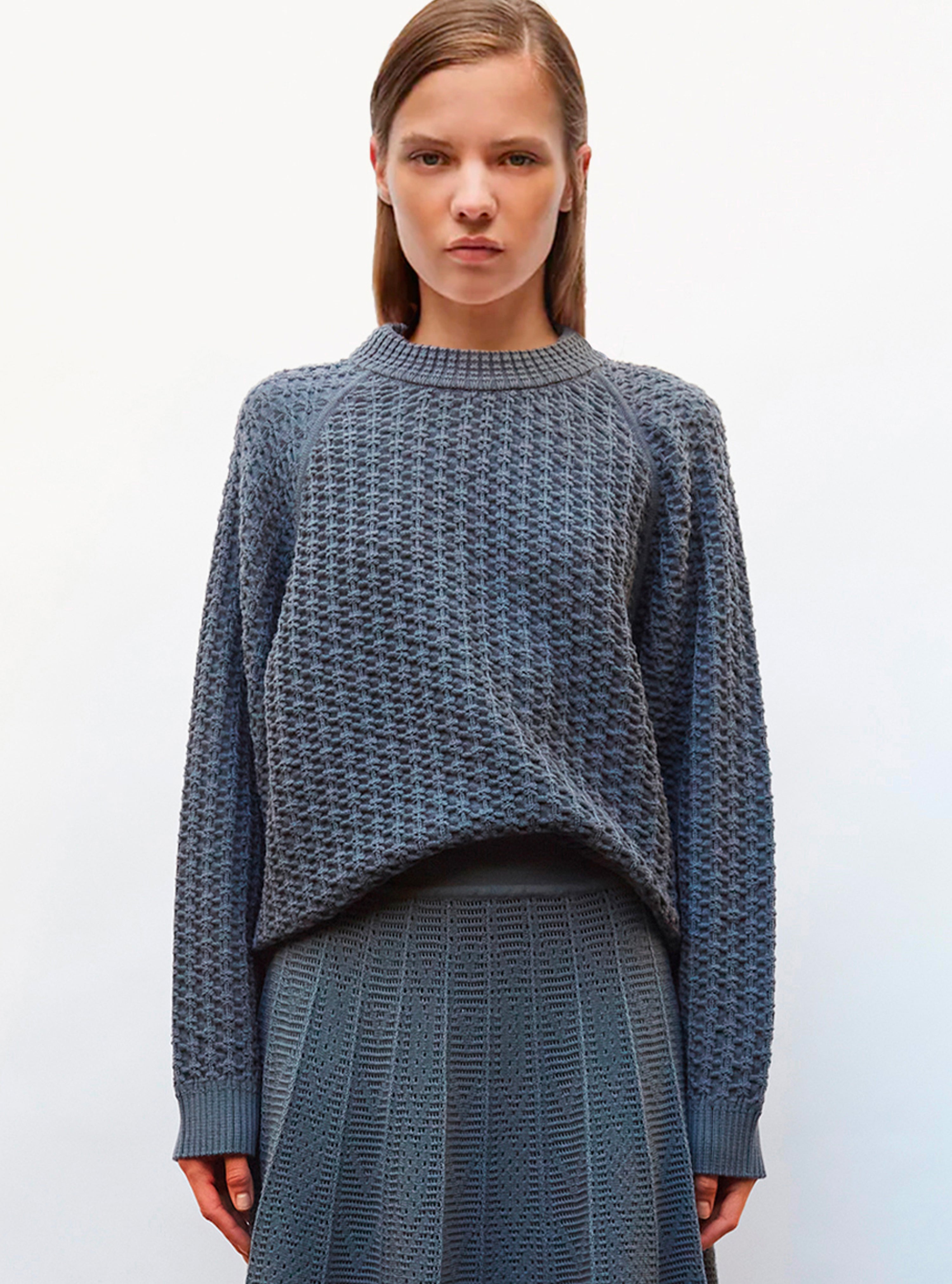 Pul loose maille entrelacée Acier - Vêtement en maille de luxe Molli