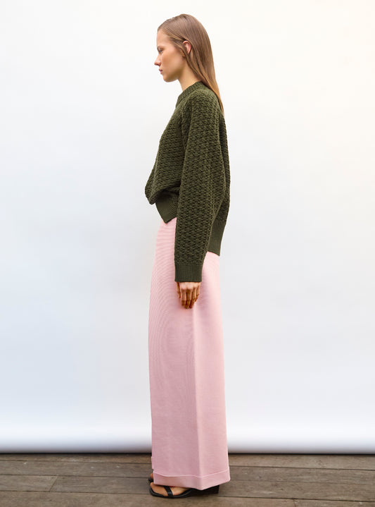 loose sweater in interlaced knit