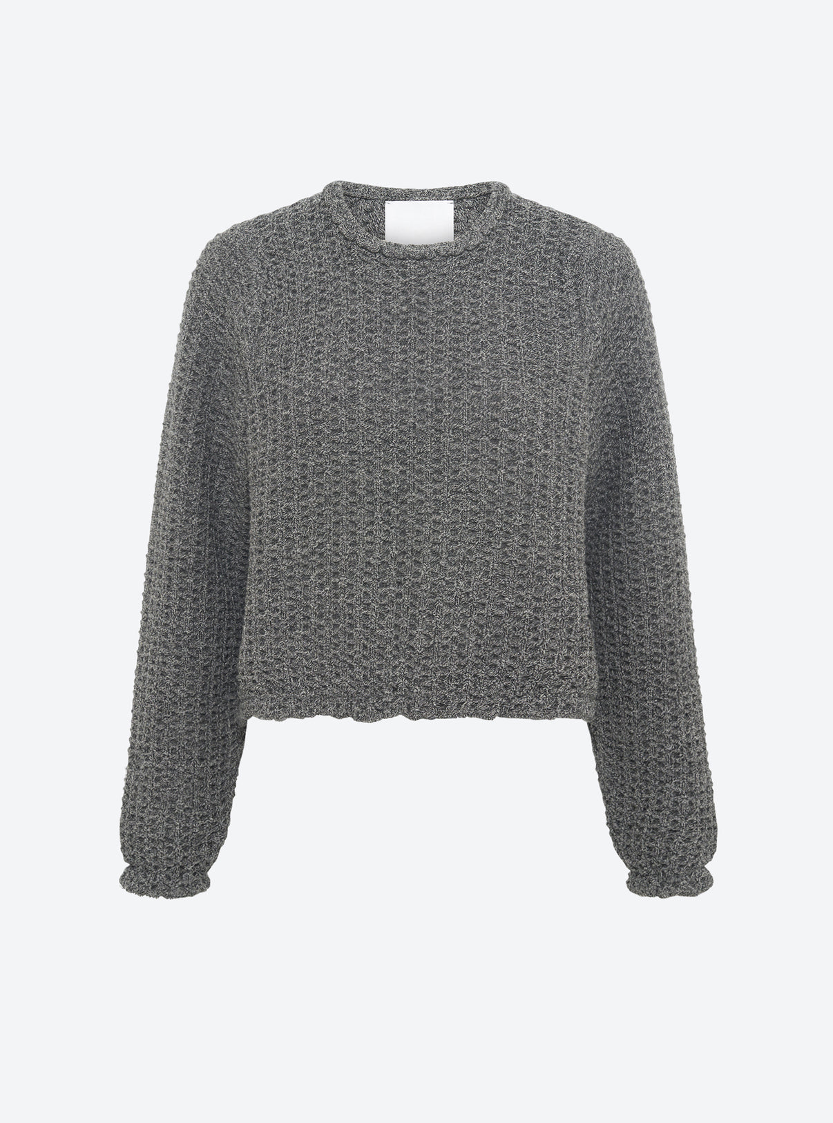 Top col rond maille tweedée Noir mouliné - Vêtement en maille de luxe Molli