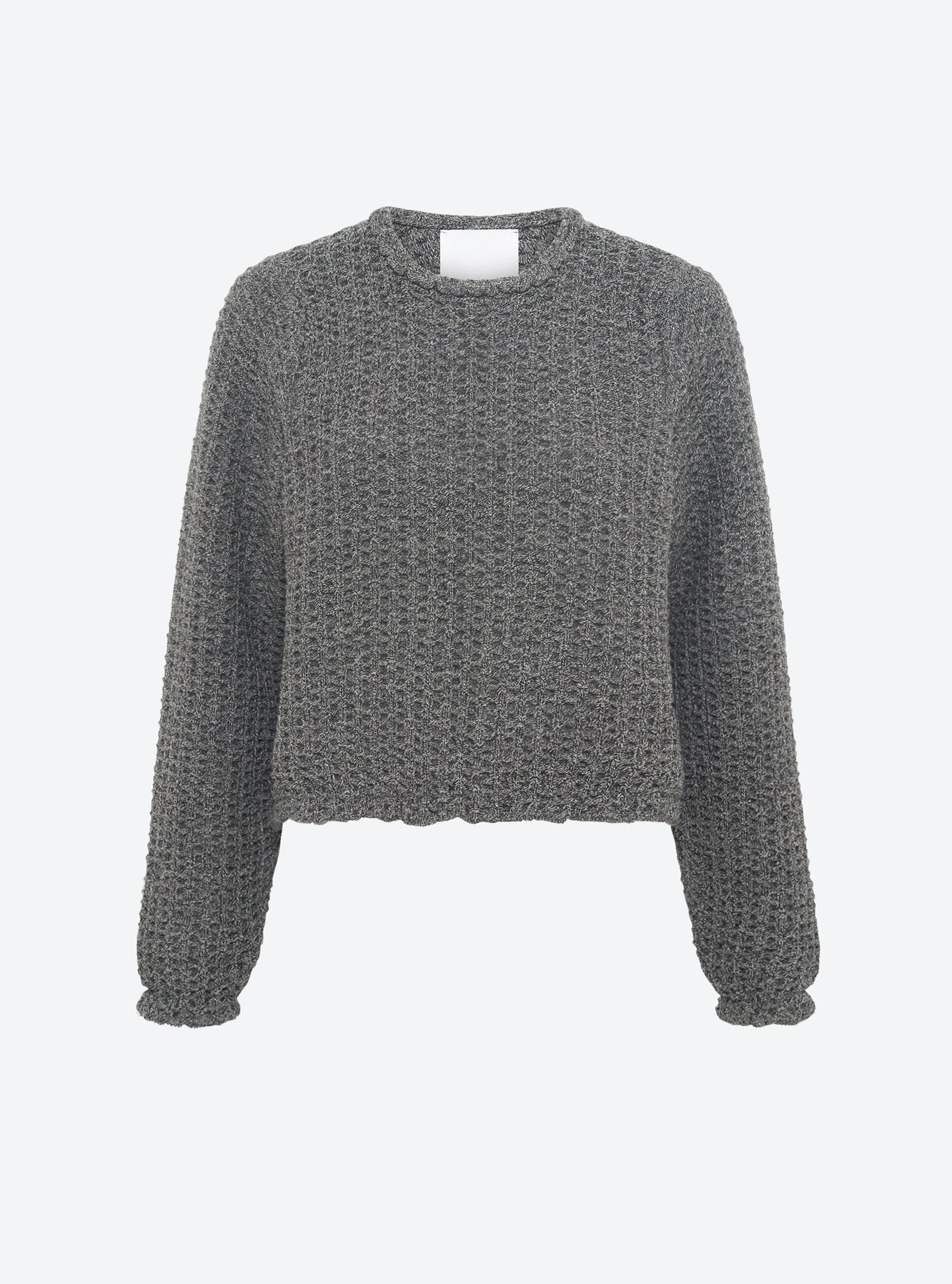 Top col rond maille tweedée Noir mouliné - Vêtement en maille de luxe Molli