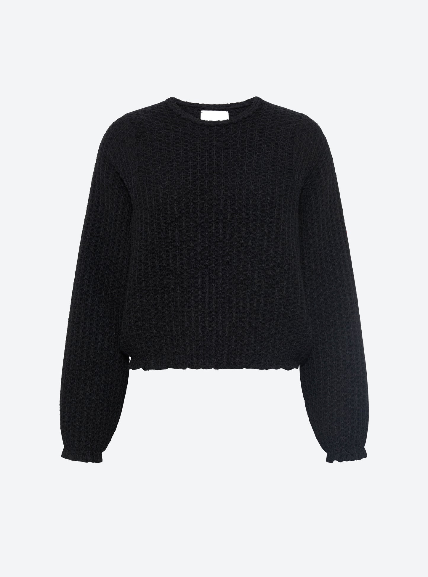 Top en maille de luxe Molli - Top col rond maille tweedée noir profond