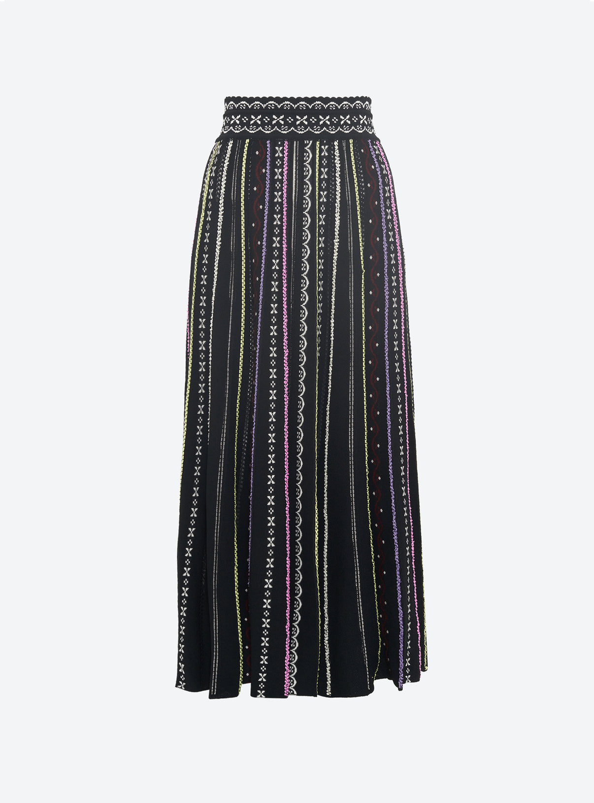 Jupe longue maille plumetis noir profond-multi - Vêtement de luxe femme