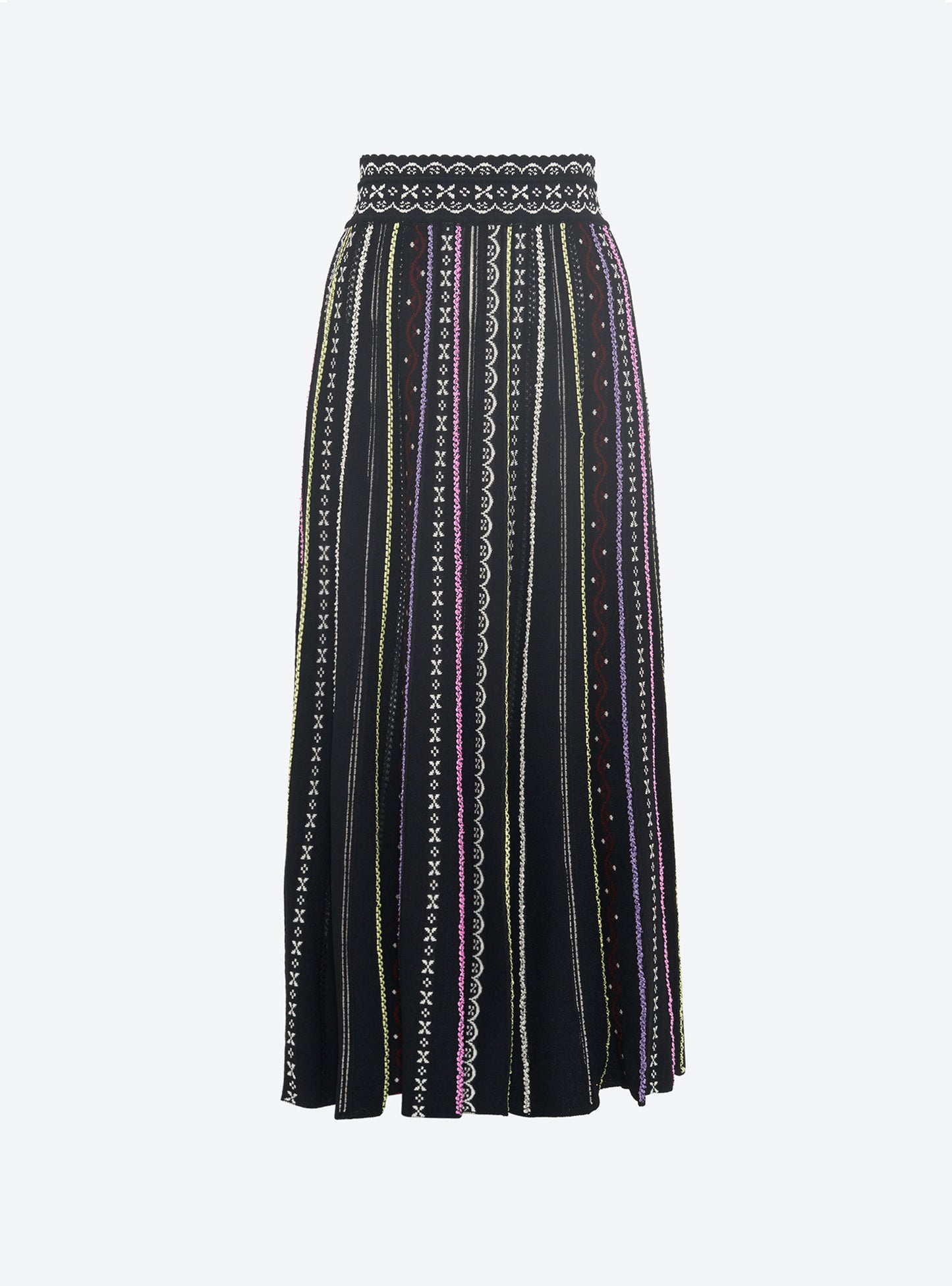 Jupe longue maille plumetis noir profond-multi - Vêtement de luxe femme