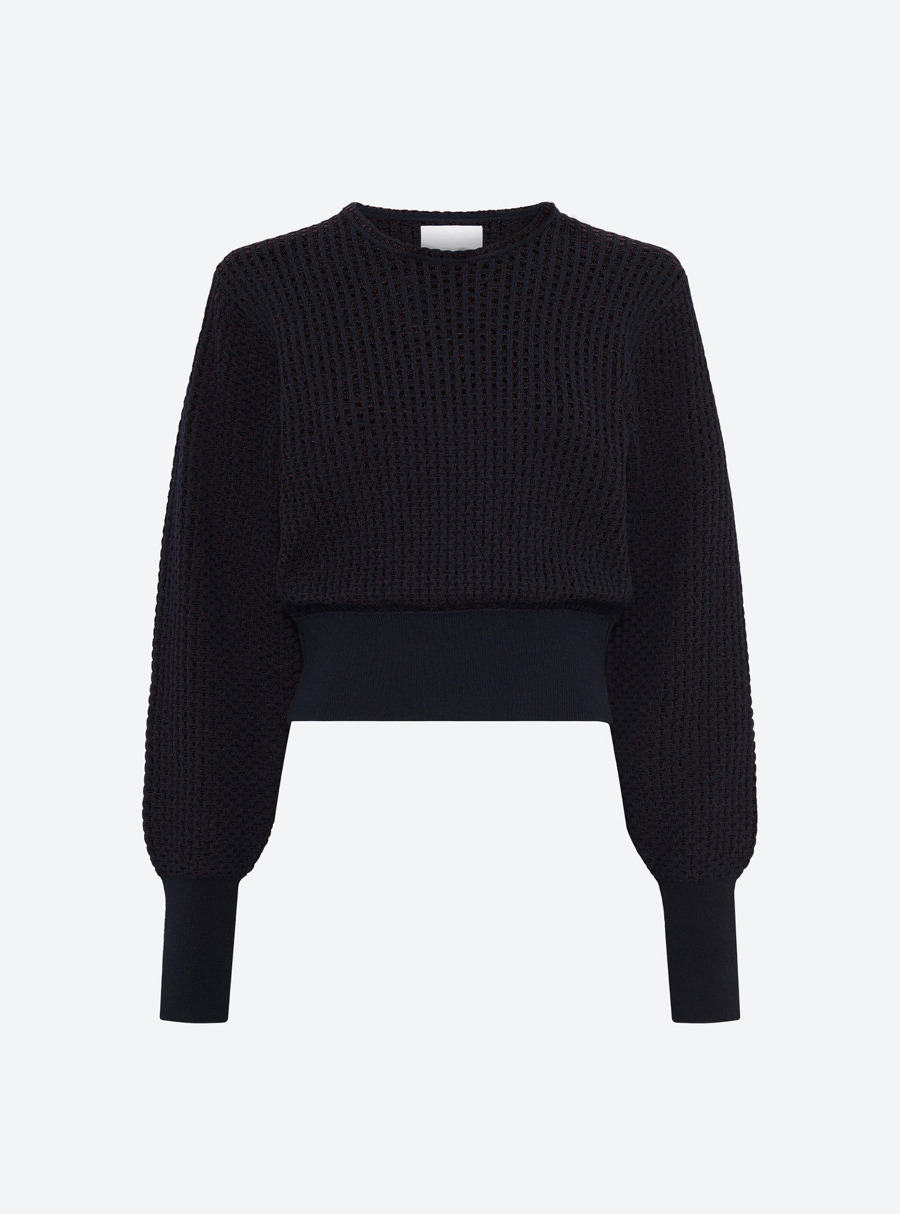 Top fin maille mini-cannage nuit-noir profond - Molli_packshot