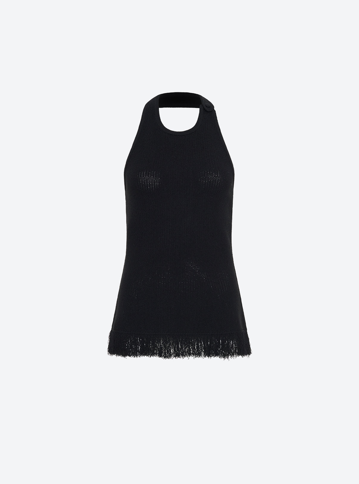 knit halter top with fringe deep black Molli