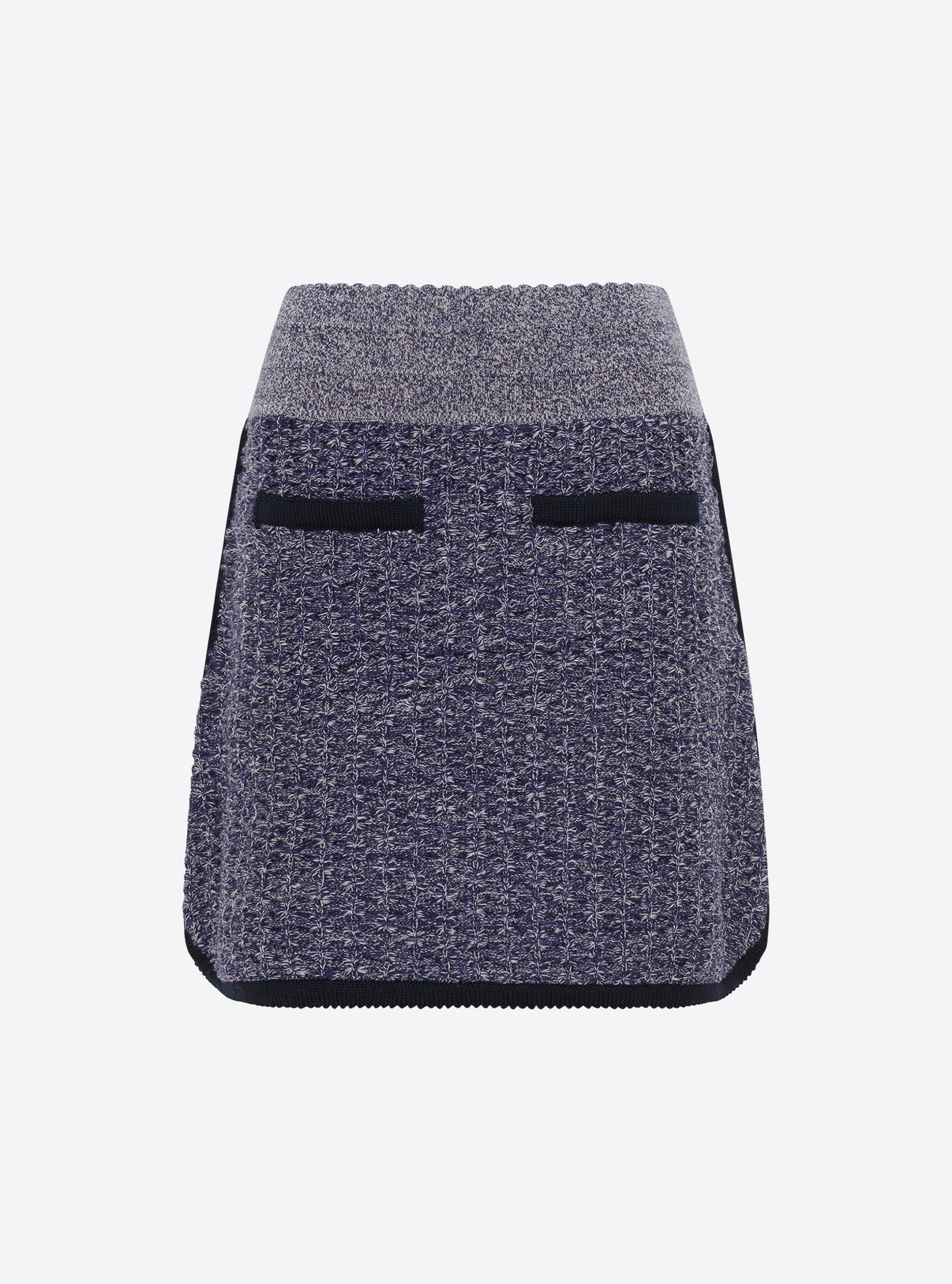 Jupe courte maille tweedée Indigo mouliné - Vêtement en maille de luxe femme