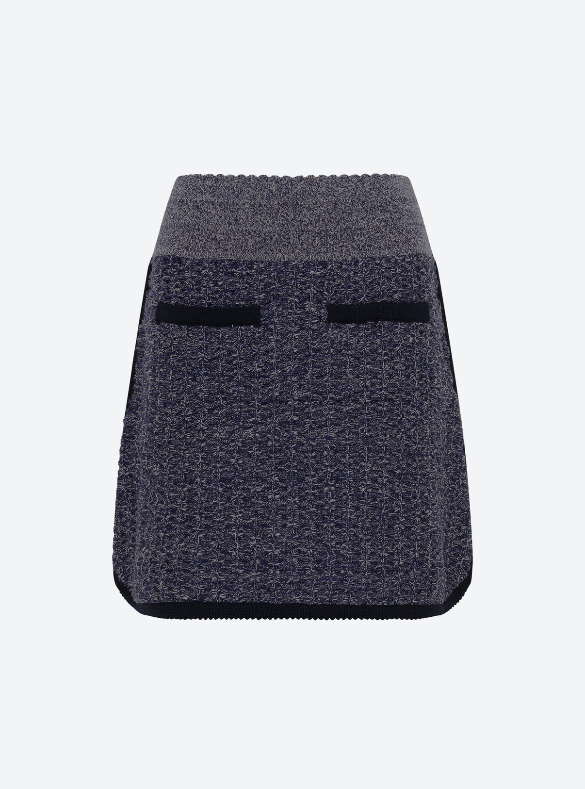 Jupe courte maille tweedée Indigo mouliné - Vêtement en maille de luxe femme
