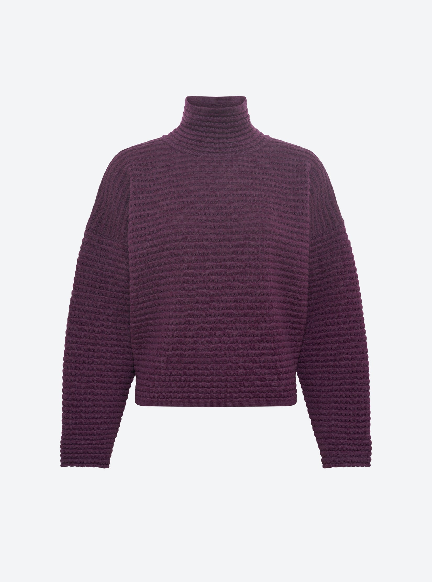 Pull en maille de luxe Molli - Pull maille résille de laine prune