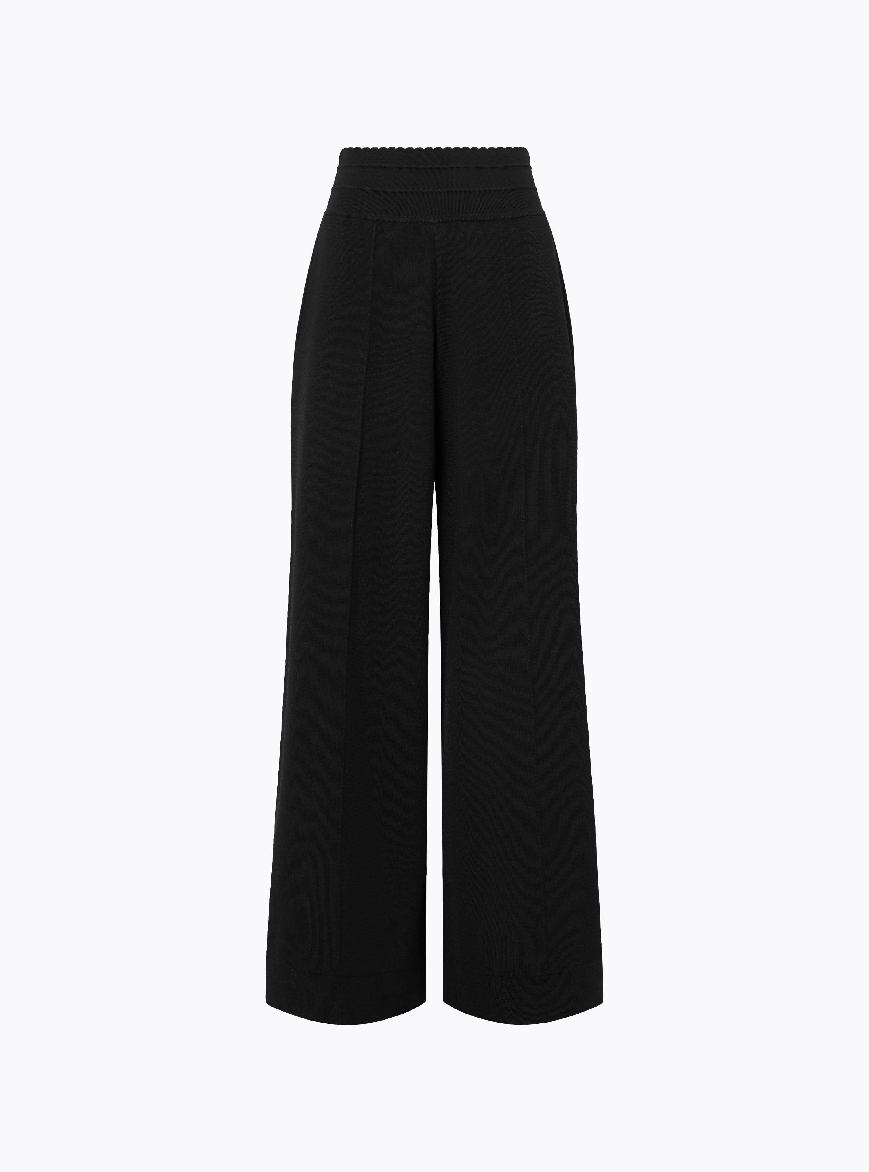 Pantalon ample maille couture noir profond - Pantalon de luxe