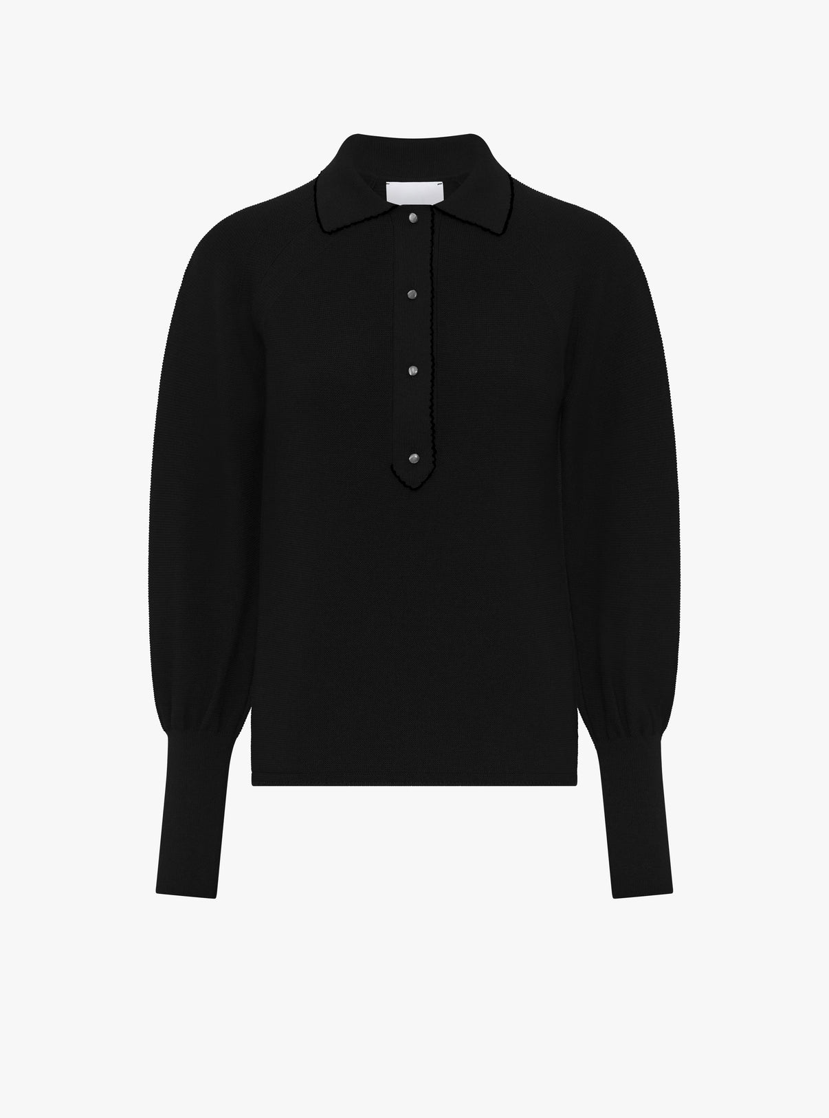 Chemise en maille de luxe Molli - Polo fin finition picots Noir profond