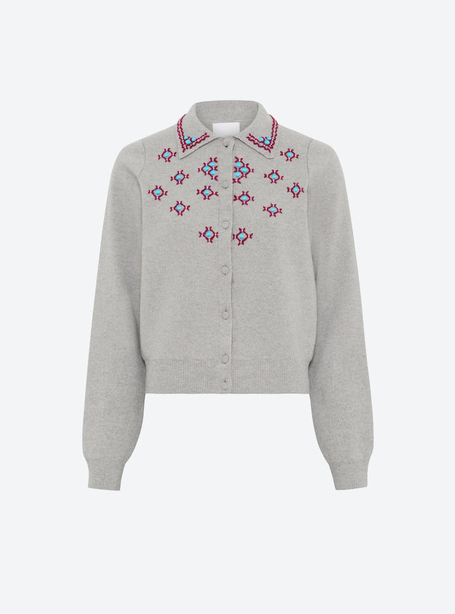 cardigan maille brodé main - Image principale