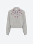 Cardigan maille brodé main Gris souris - Vêtement de luxe femme