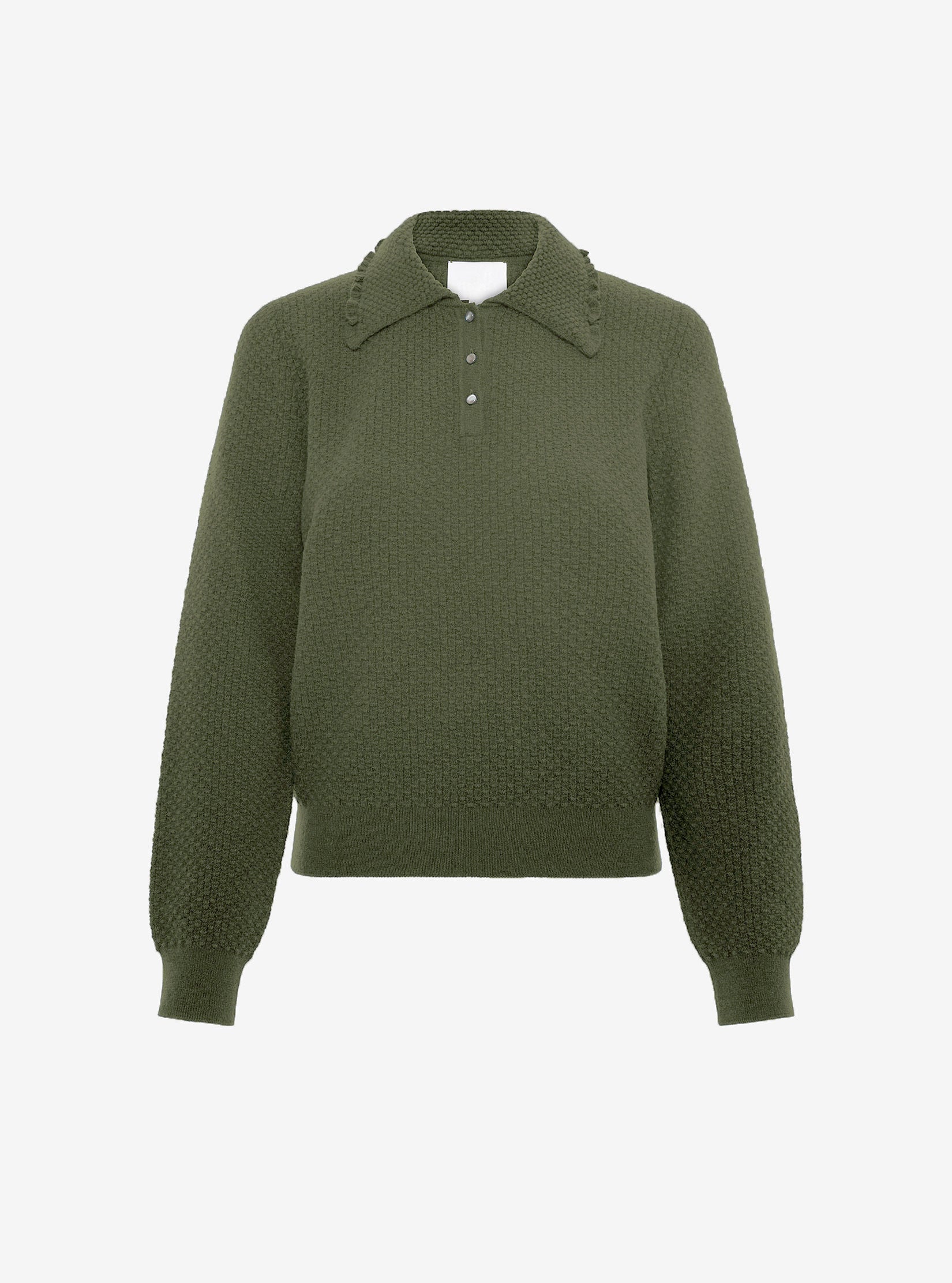 Top fin maille col volanté kaki - Molli