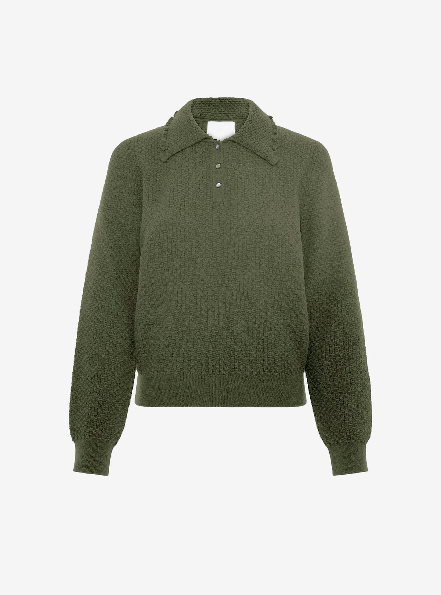 Top fin maille col volanté kaki - Molli