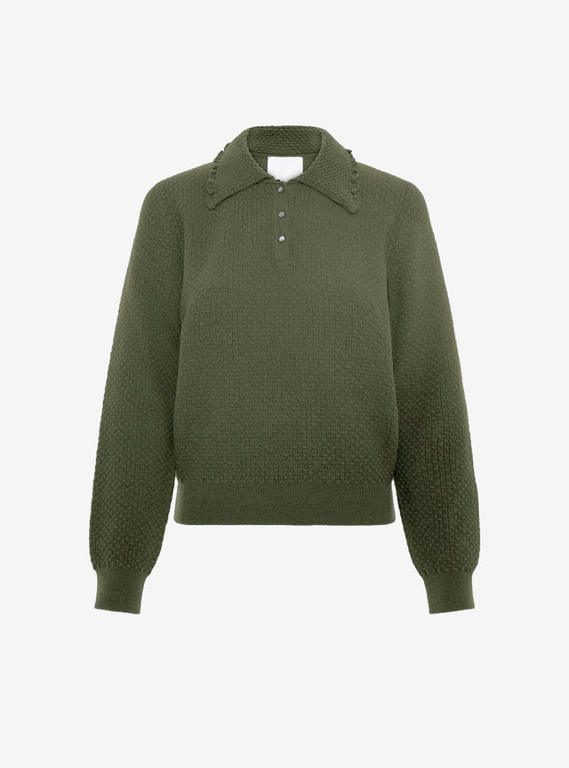 fine knit top with a flounced collar - Image principale