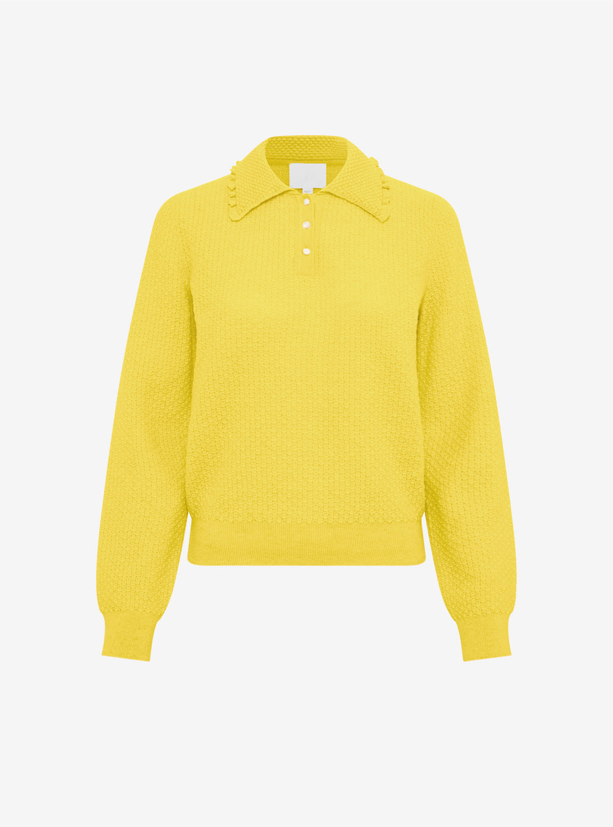 Top fin maille col volanté Limoncello - Vêtement de luxe femme