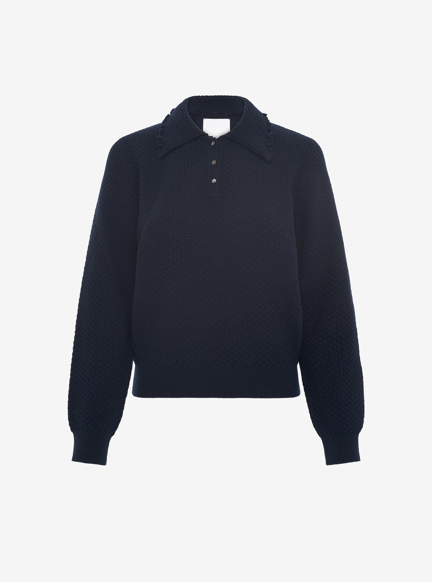 fine knit top with a flounced collar