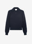 fine knit top with a flounced collar