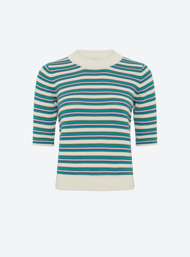 top fin maille rayée colorée - Image principale