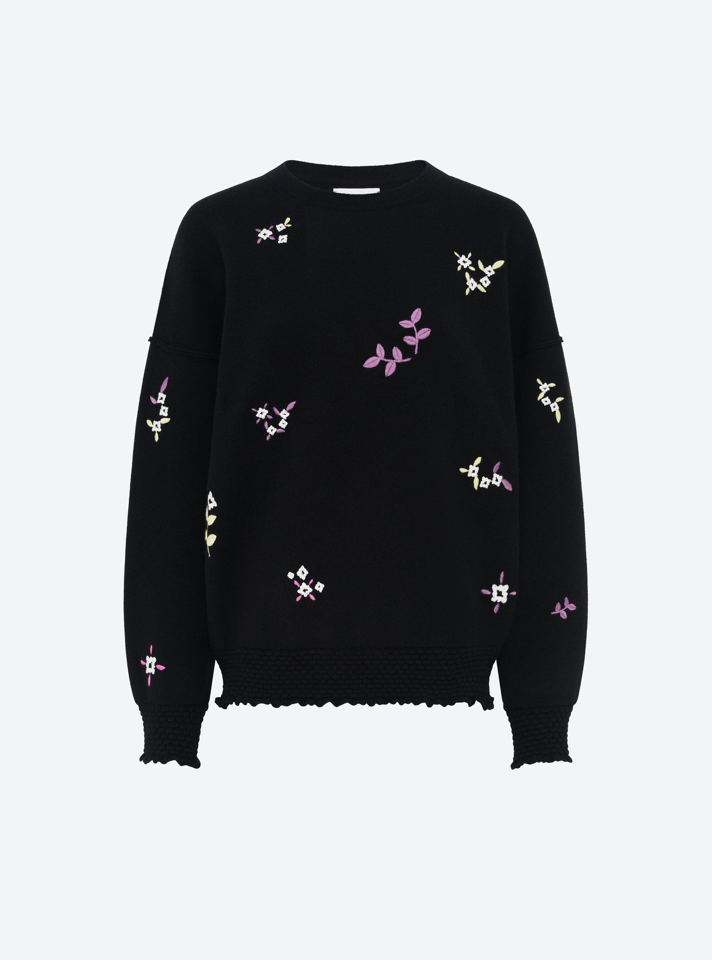 Sweat en maille de luxe Molli - Sweat loose finitions brodées noir profond-multi_packshot
