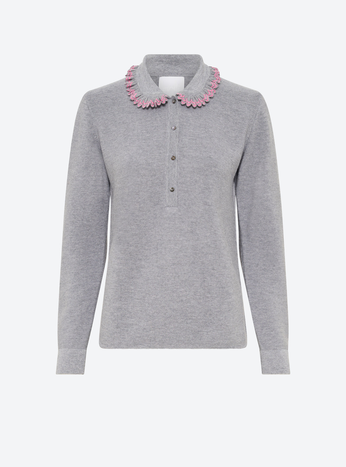Top chemisier à col volanté Gris moyen rose fluo - Vêtement de luxe femme