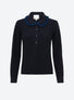 Chemise en maille de luxe Molli - Chemise en maille col volanté nuit-bleu électrique