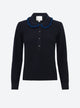 knit shirt with ruffled collar