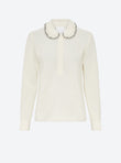 knit shirt with ruffled collar