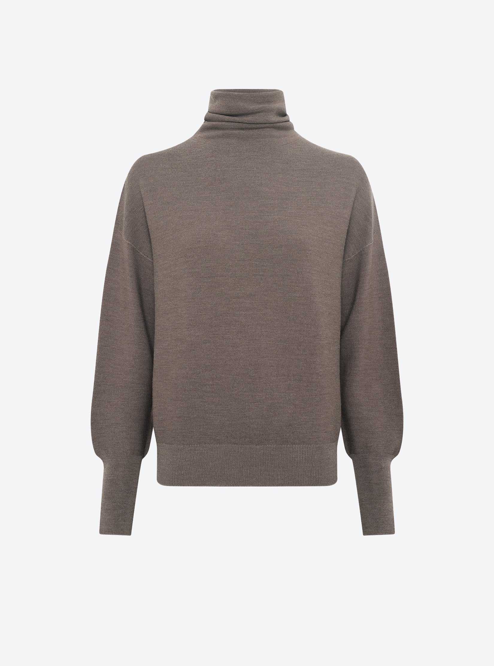 Top fin oversize à col montant Châtaigne - Vêtement de luxe femme