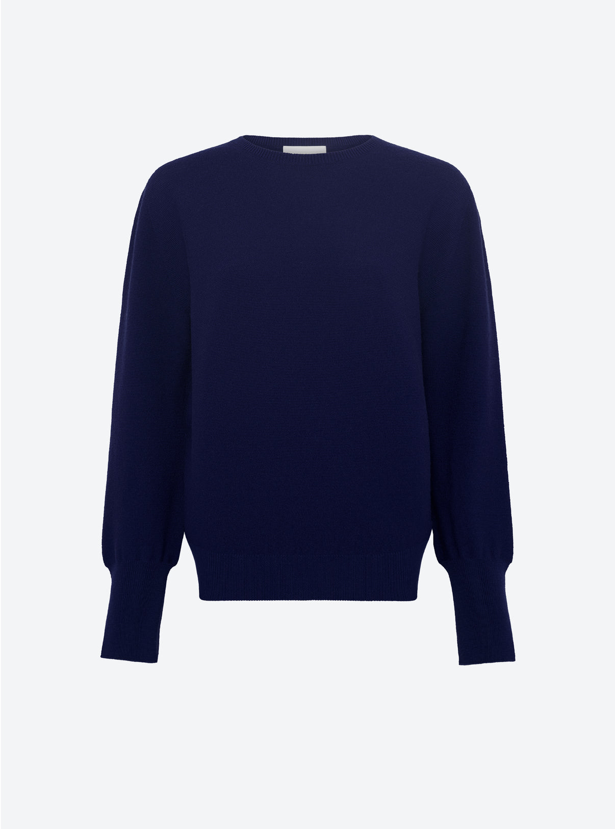 Top en maille de luxe Molli - Top fin à col rond manches longues indigo