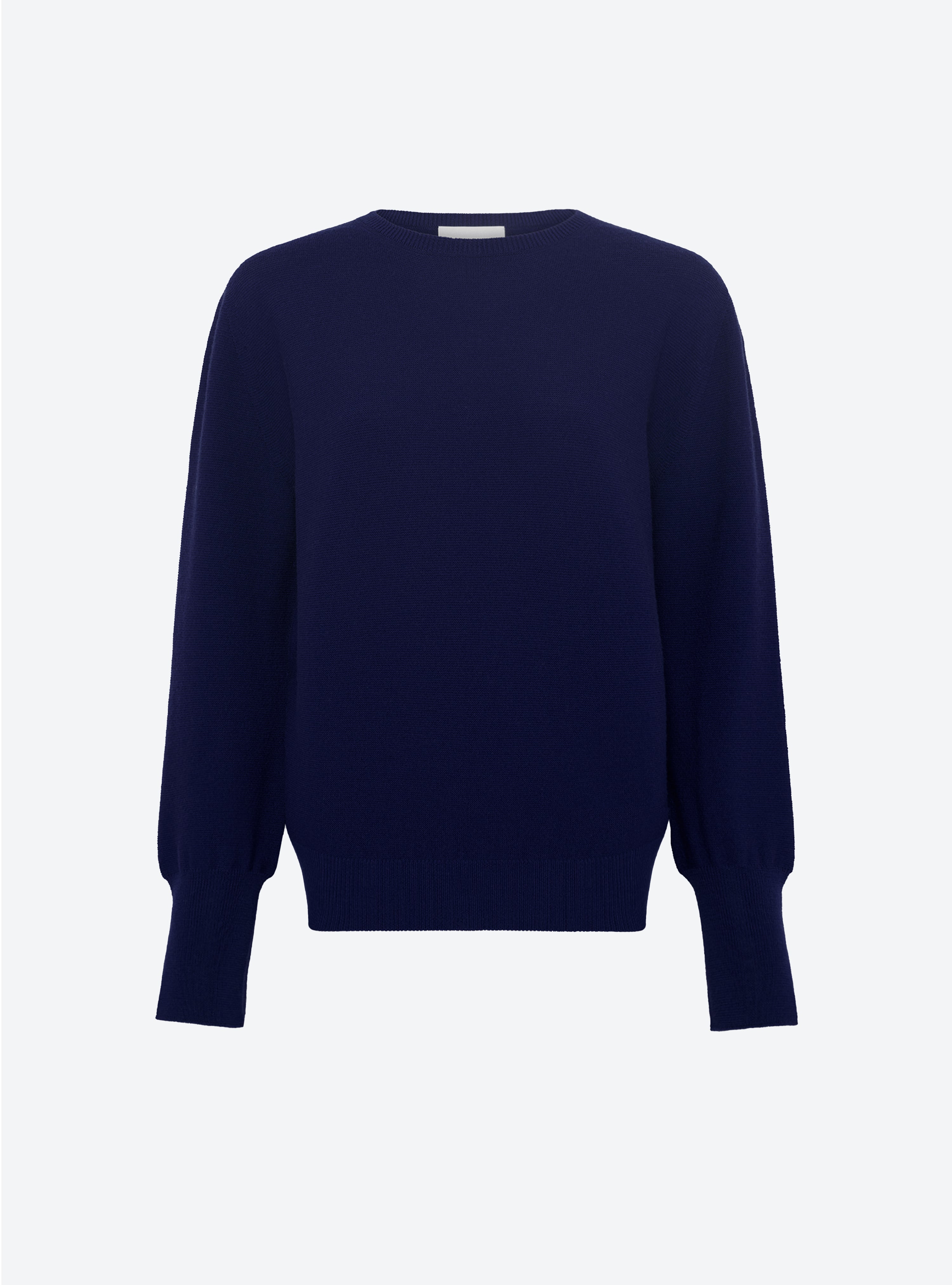 Top en maille de luxe Molli - Top fin à col rond manches longues indigo