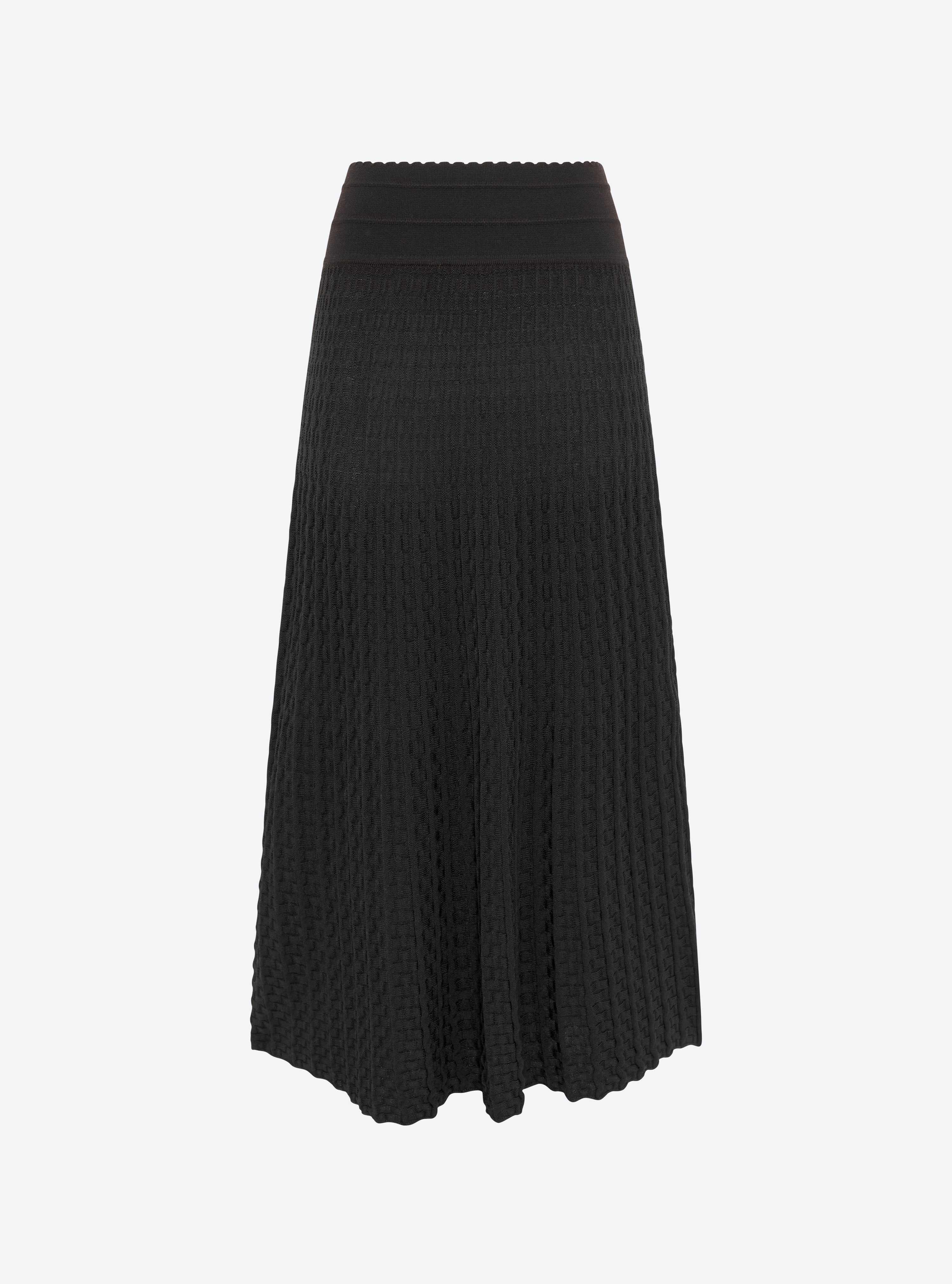 Jupe longue maille cannage ebene-noir profond - Molli_packshot