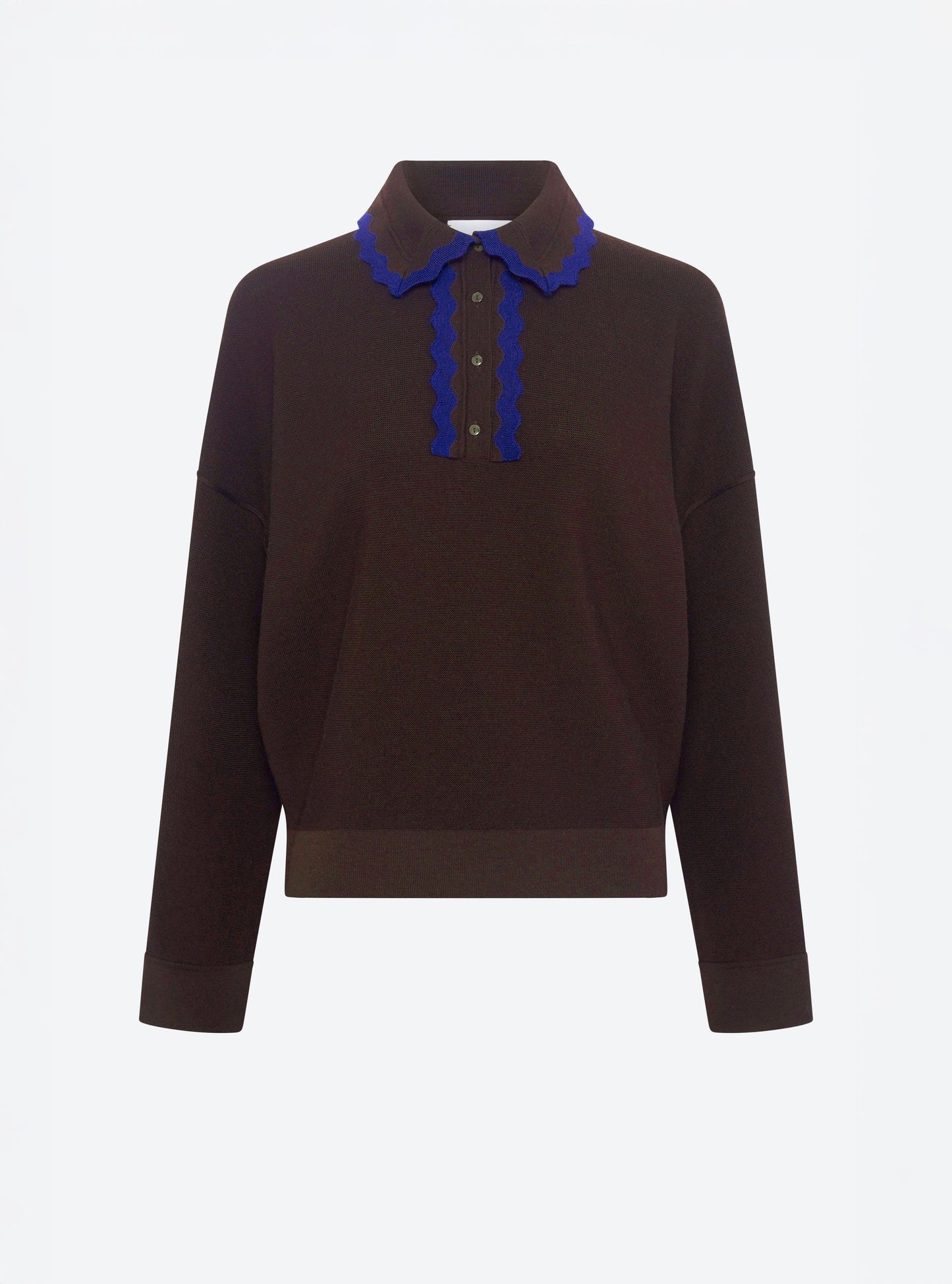Chemise maille col croquet ebene-bleu roi - Molli_packshot