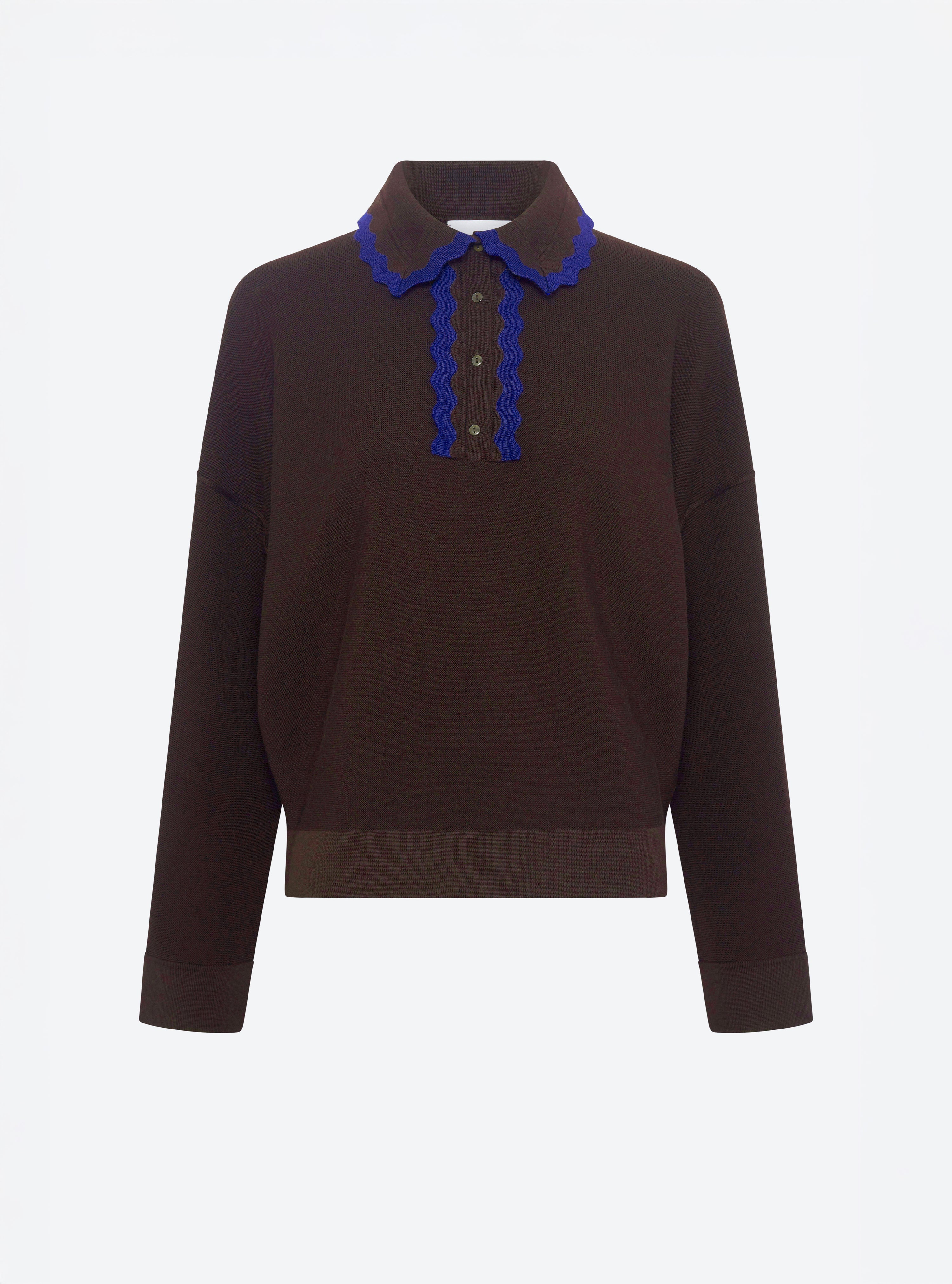 Chemise maille col croquet ebene-bleu roi - Molli_packshot