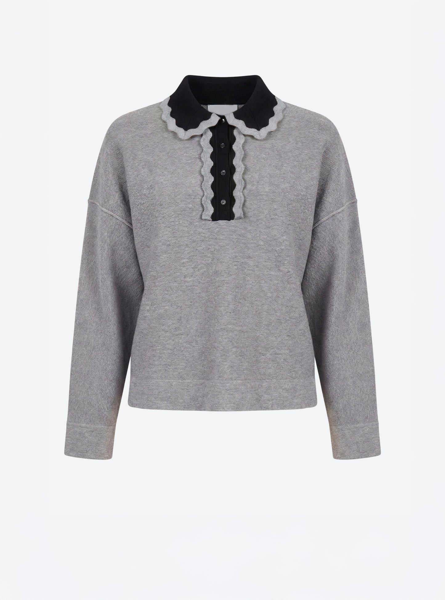 Chemise maille col croquet gris moyen-noir profond - Molli_packshot
