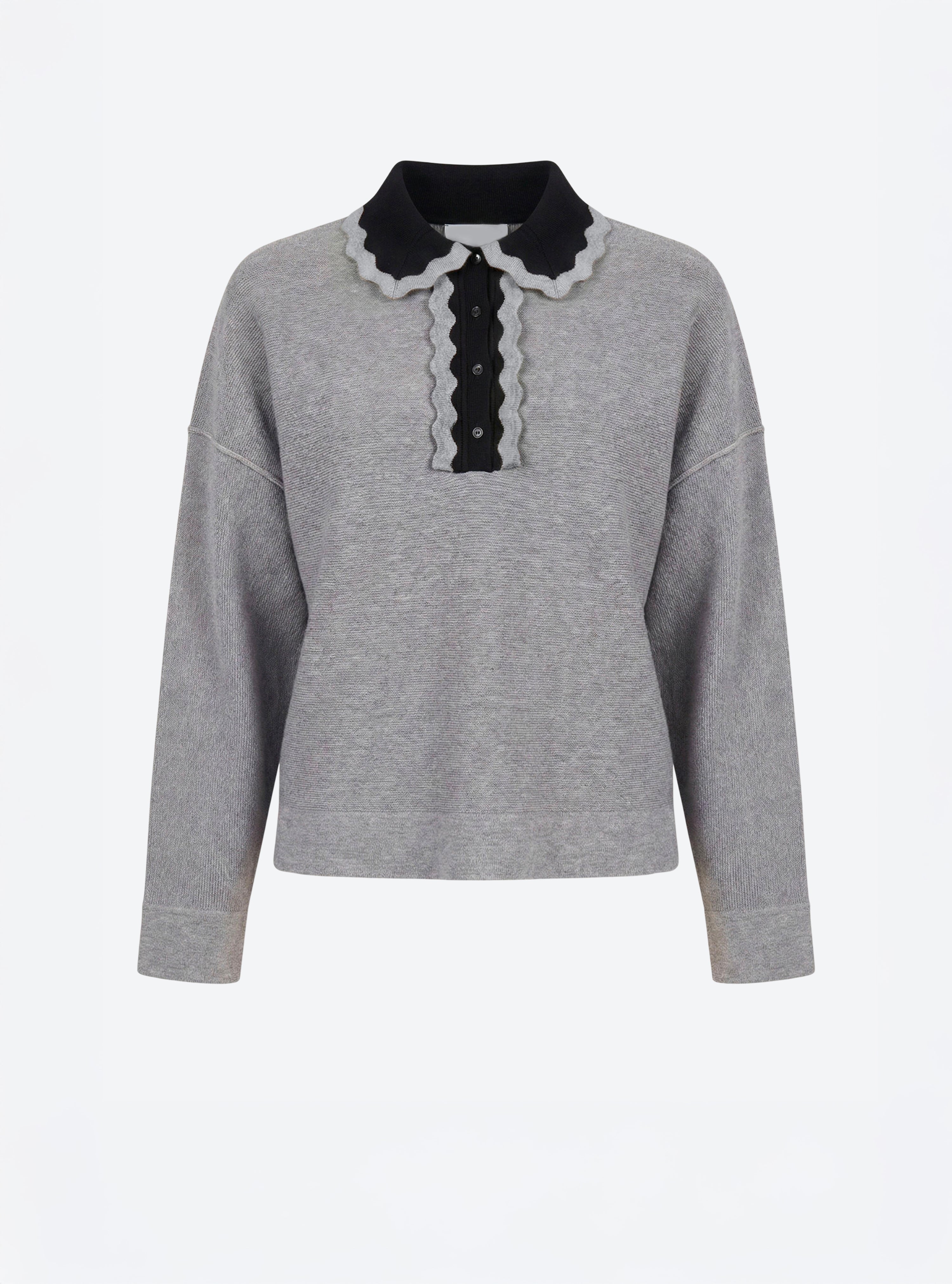 Chemise maille col croquet gris moyen-noir profond - Molli_packshot