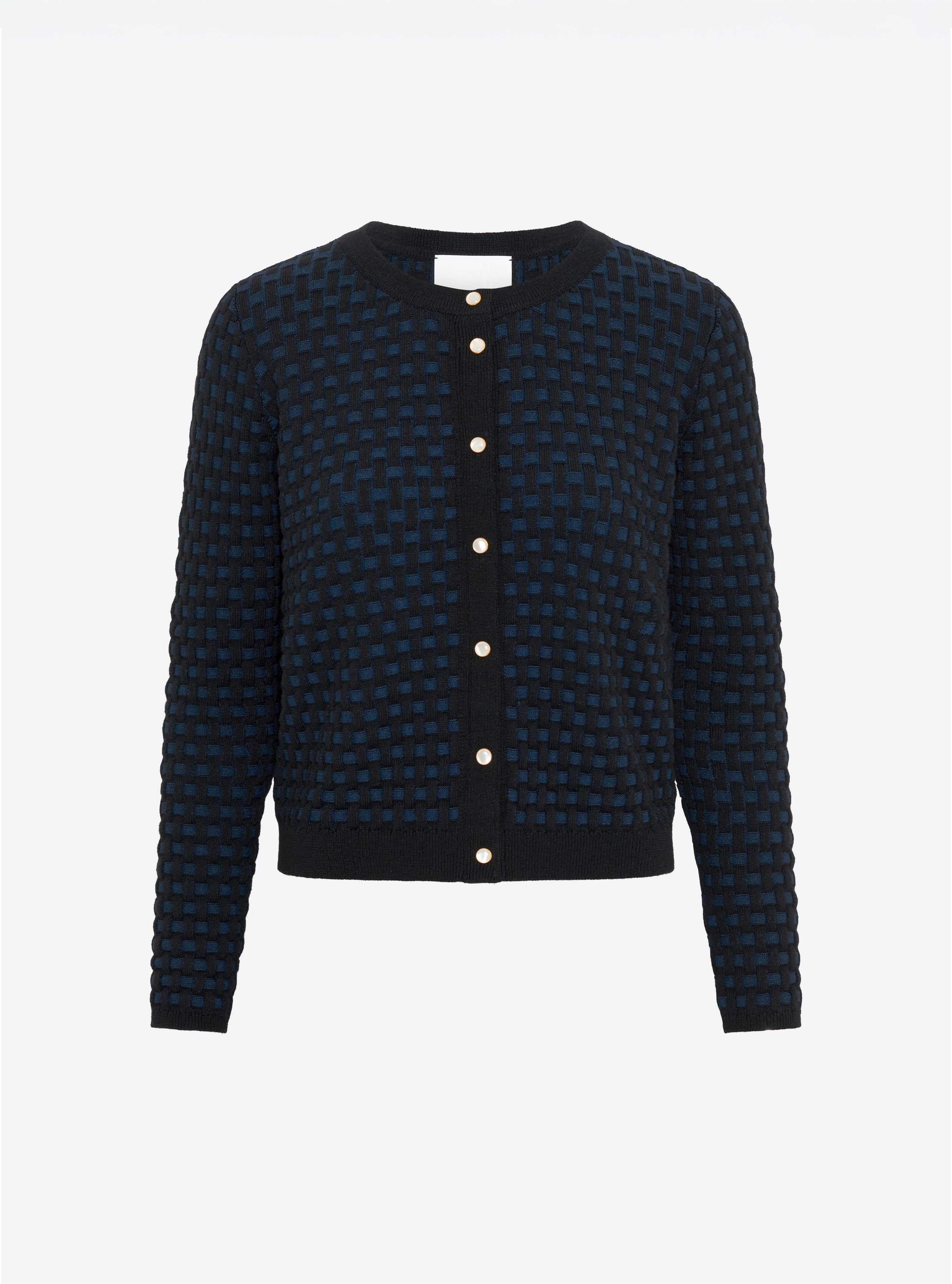 Cardigan maille cannage noir profond-nuit - Molli_packshot