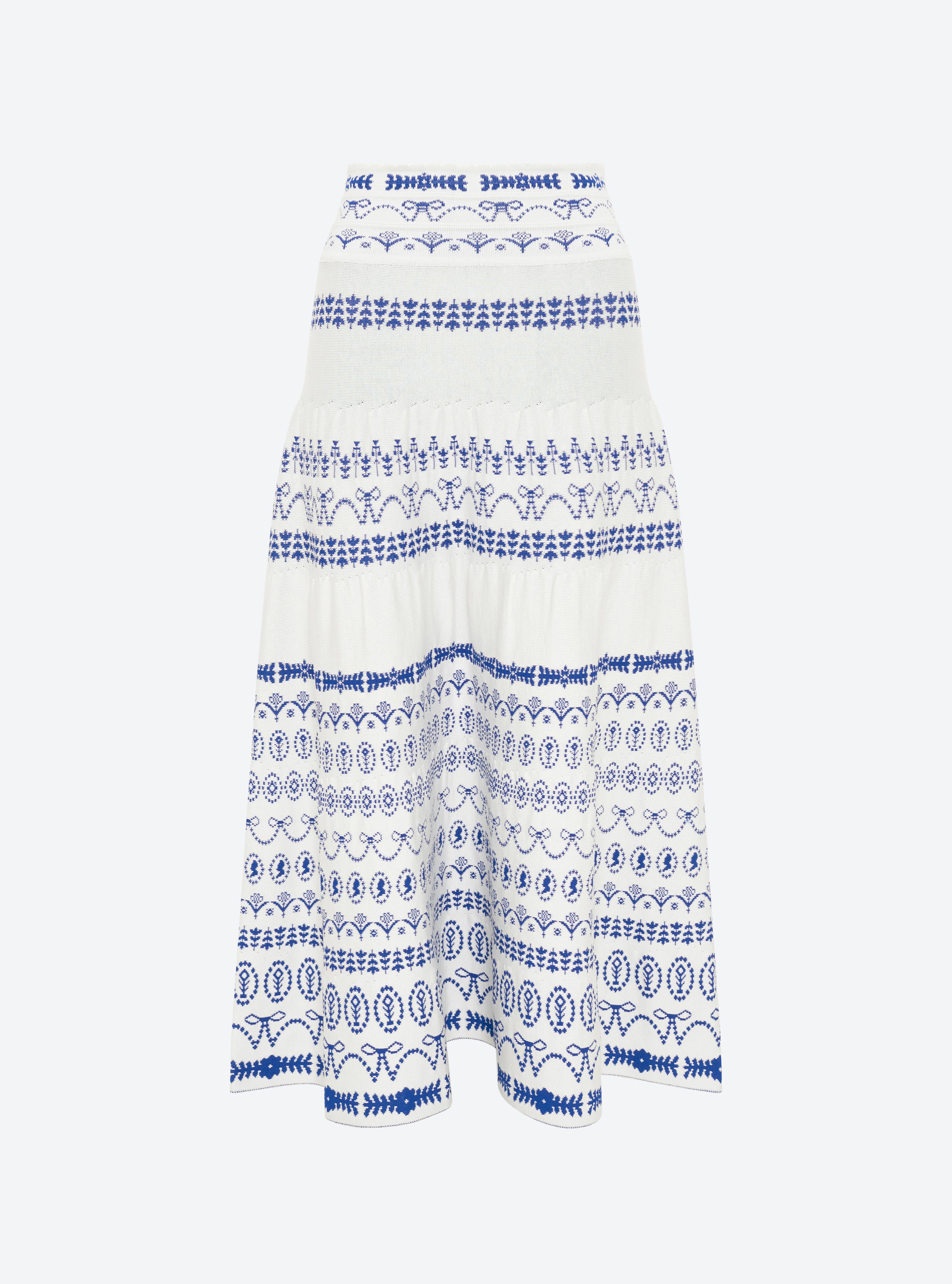 Jupe fine jacquard porcelaine milk-bleu faience - Molli_packshot