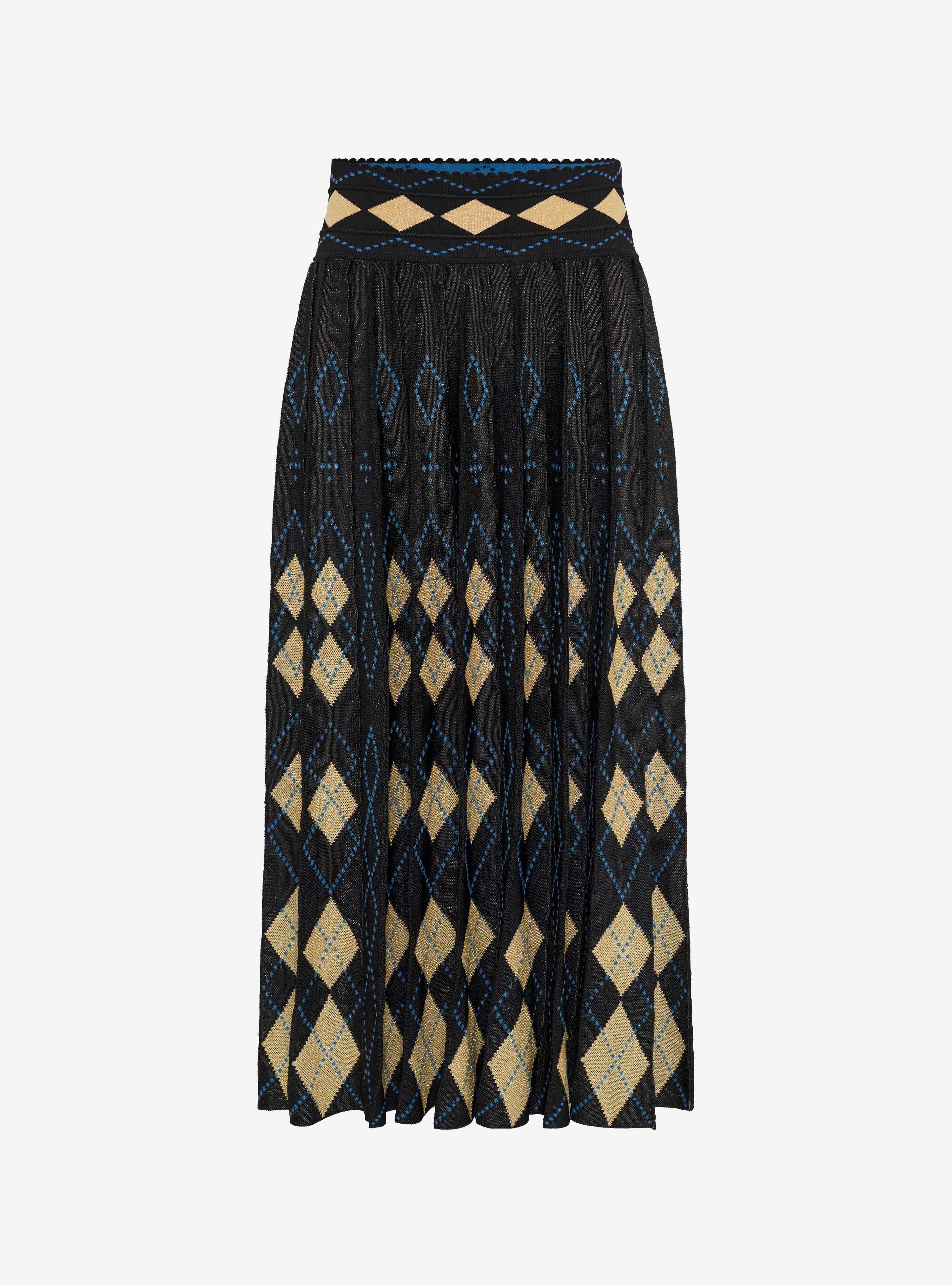 Jupe fluide maille argyle noir profond-multi - Molli_packshot