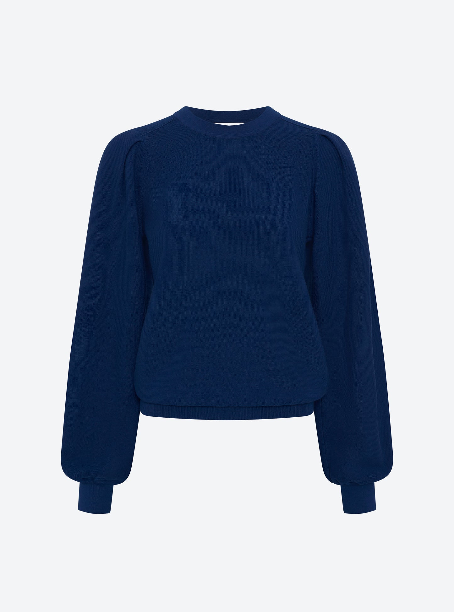 Pull fin manches froncées bleu faience - Molli_packshot