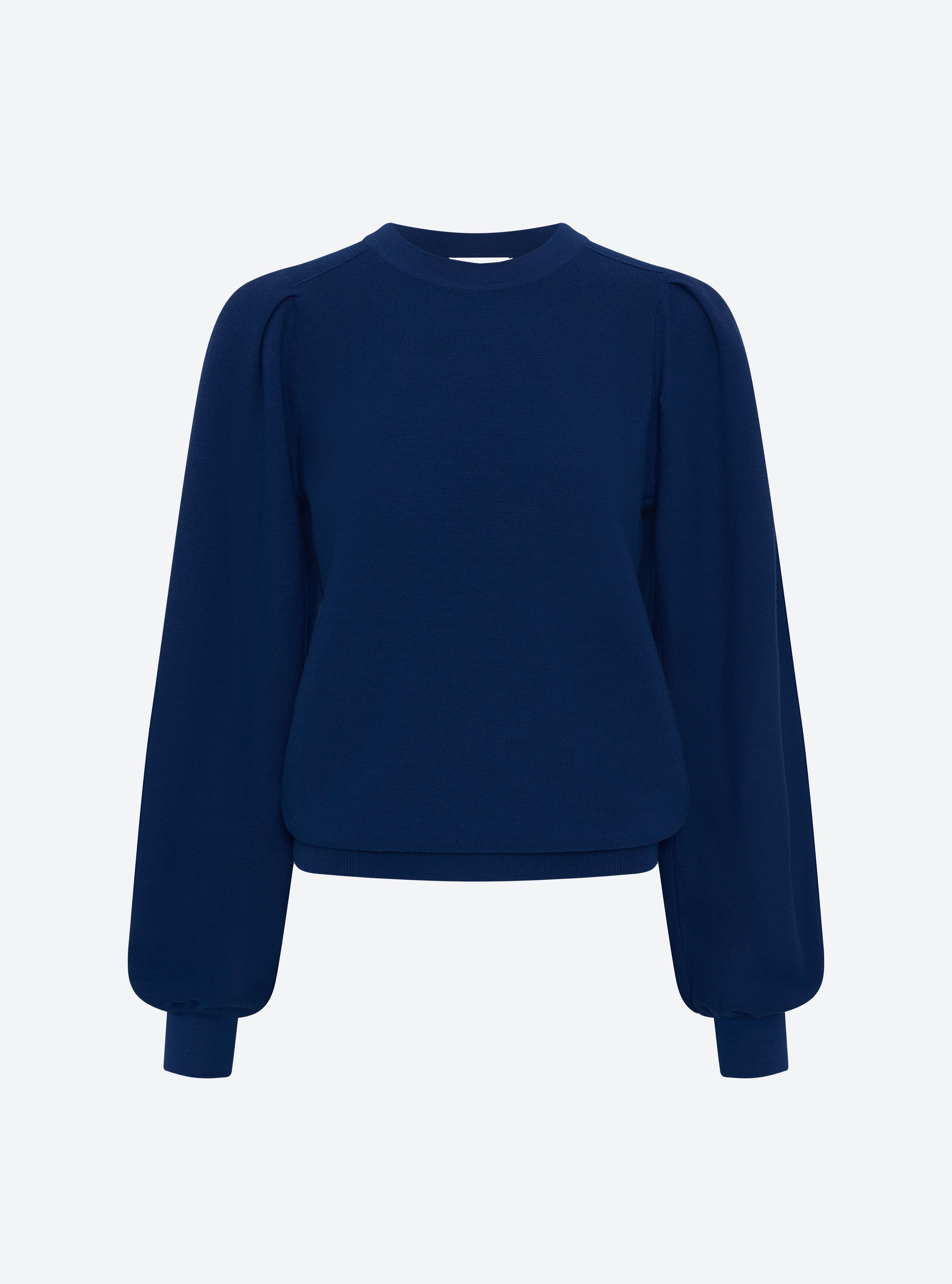 Pull fin manches froncées bleu faience - Molli_packshot