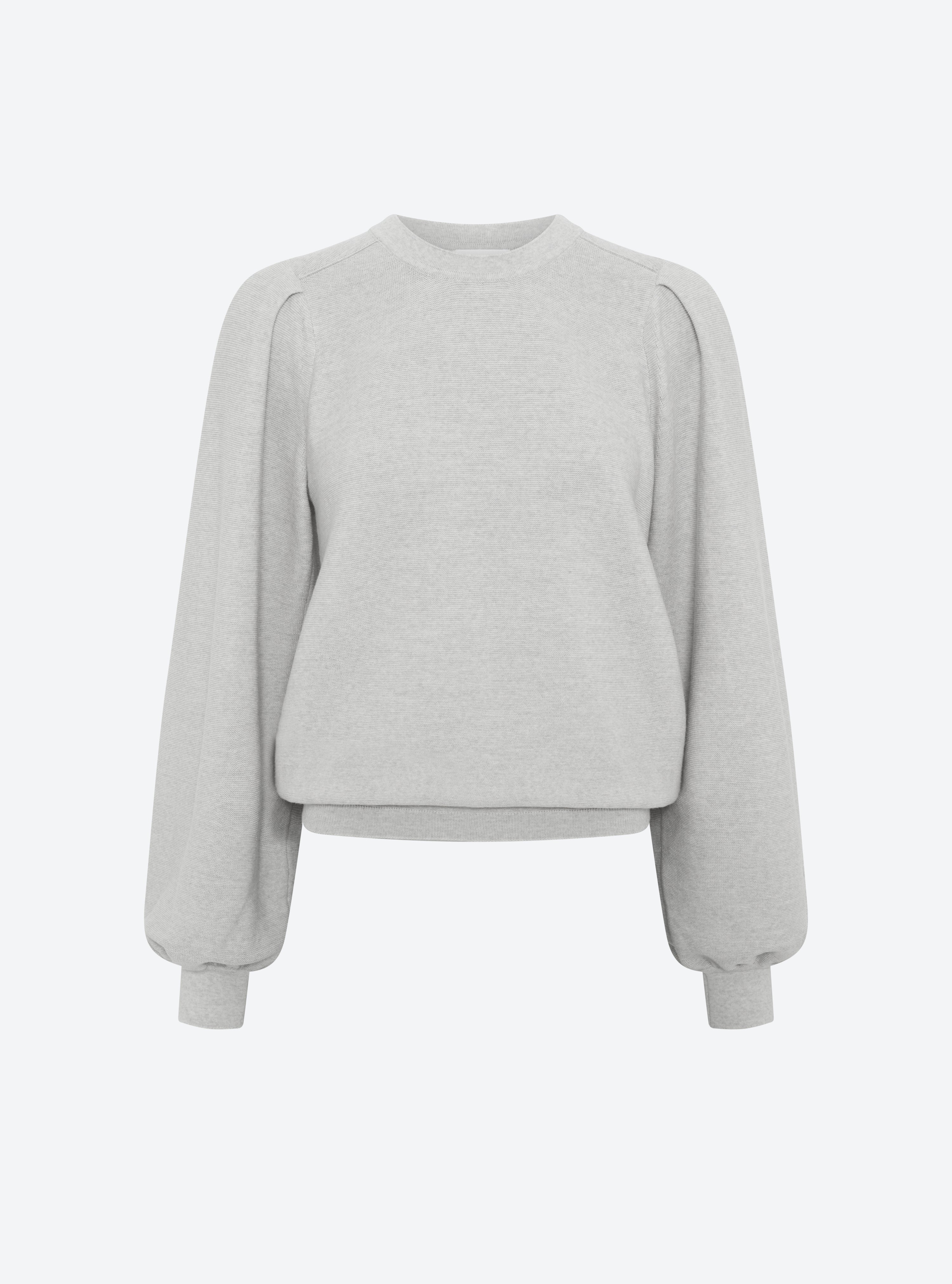 Pull fin manches froncées gris chine clair - Molli_packshot